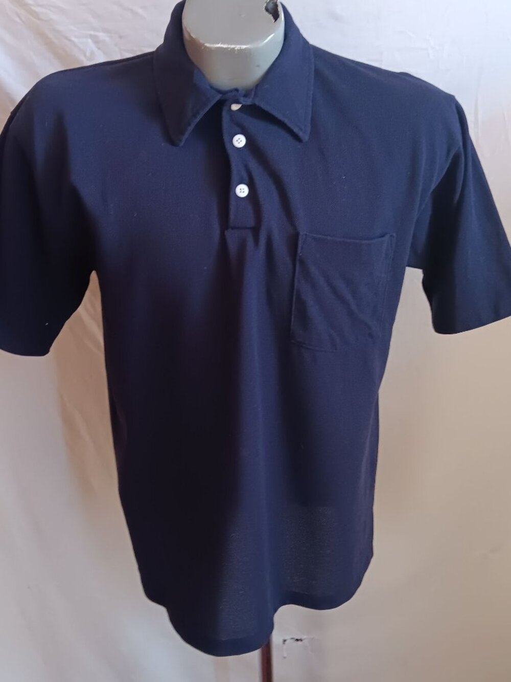 True Vintage 1980's Polo Shirt Large Pocket Thick Knit Golfer Pro Single Stitch